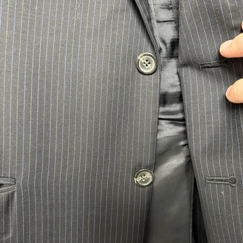 LAUREN RALPH LAUREN Blazer Men's Size 44R Navy Blue Plaid Wool Preppy‎ Tradition